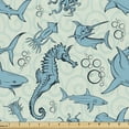 thumbnail image 1 of Ambesonne Underwater Fabric by the Yard Upholstery, Cartoon Octopus, 3 Yards, Blue Multicolor, 1 of 4