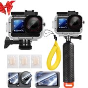 HONGDAK 147FT/45M Waterproof Case Action Camera Accessories Kit for DJI Osmo Action 6 with Tempered Glass Film, Floating Handle Grip & Floating Wrist Straps