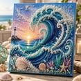 thumbnail image 1 of Underwater Waves Diamond Art Kit, with Frame Crystal Rhinestone Canvas for Home Wall Decor Relaxing DIY Craft Gift, Gifts for Family and Friends(Waves), 1 of 8