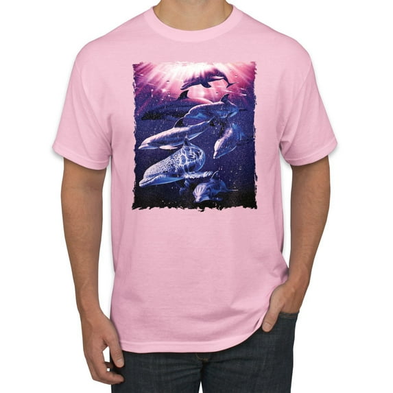 Underwater Whale Dolphin Bottlenose Nautical Animal Lover Graphic T-Shirt, Light Pink, 2XL
