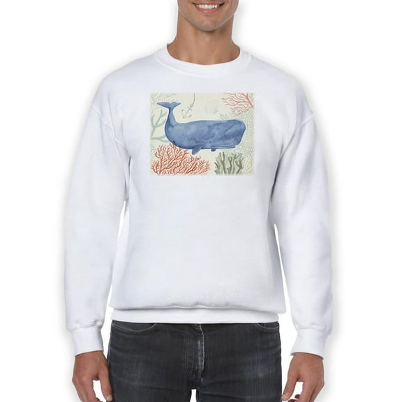 Underwater Whale Sweatshirt Men -Victoria Borges Designs, Male 4X-Large
