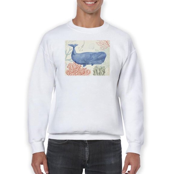 Underwater Whale Sweatshirt Men -Victoria Borges Designs, Male Large