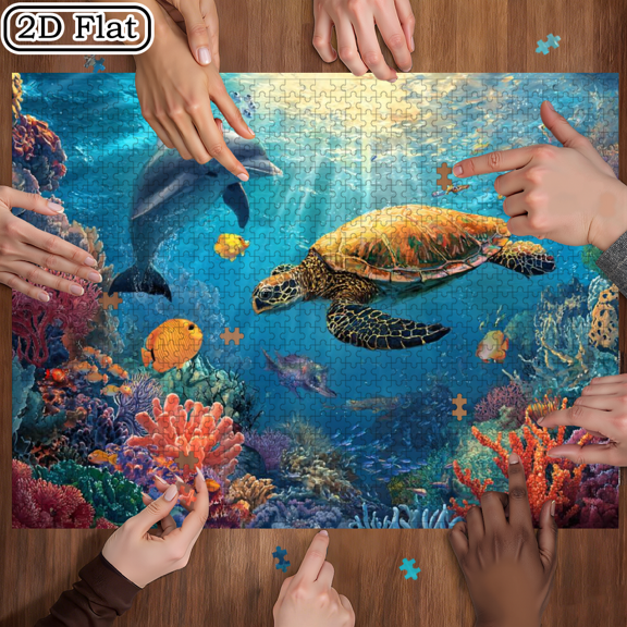 Underwater World 1 Box (1000pcs) Puzzle - A Fun and Relaxing Flat Puzzle for Adults, Ideal for Home Decoration High Difficulty Level, Hell Mode, Perfect for Adult Enthusiasts Interactive Game Nights.