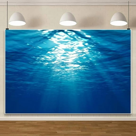 Underwater World Backdrop Deep Blue Water Sun Ray Background Undersea Sunlight Seascape Ocean Diving Party Banner Under The Sea Fish Tank Aquarium Decors Photo Booth Props