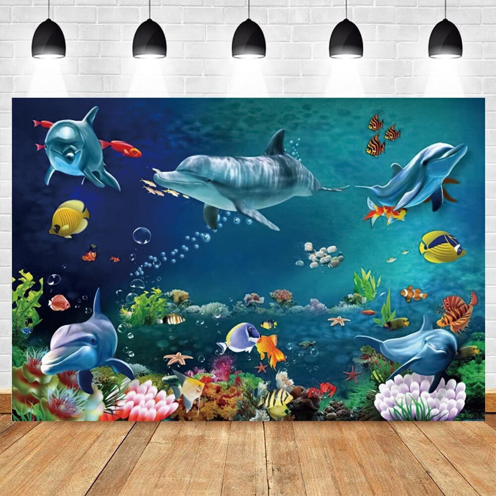 Underwater World Backdrop Seabed Shark Ocean Undersea Fish Coral Baby ...