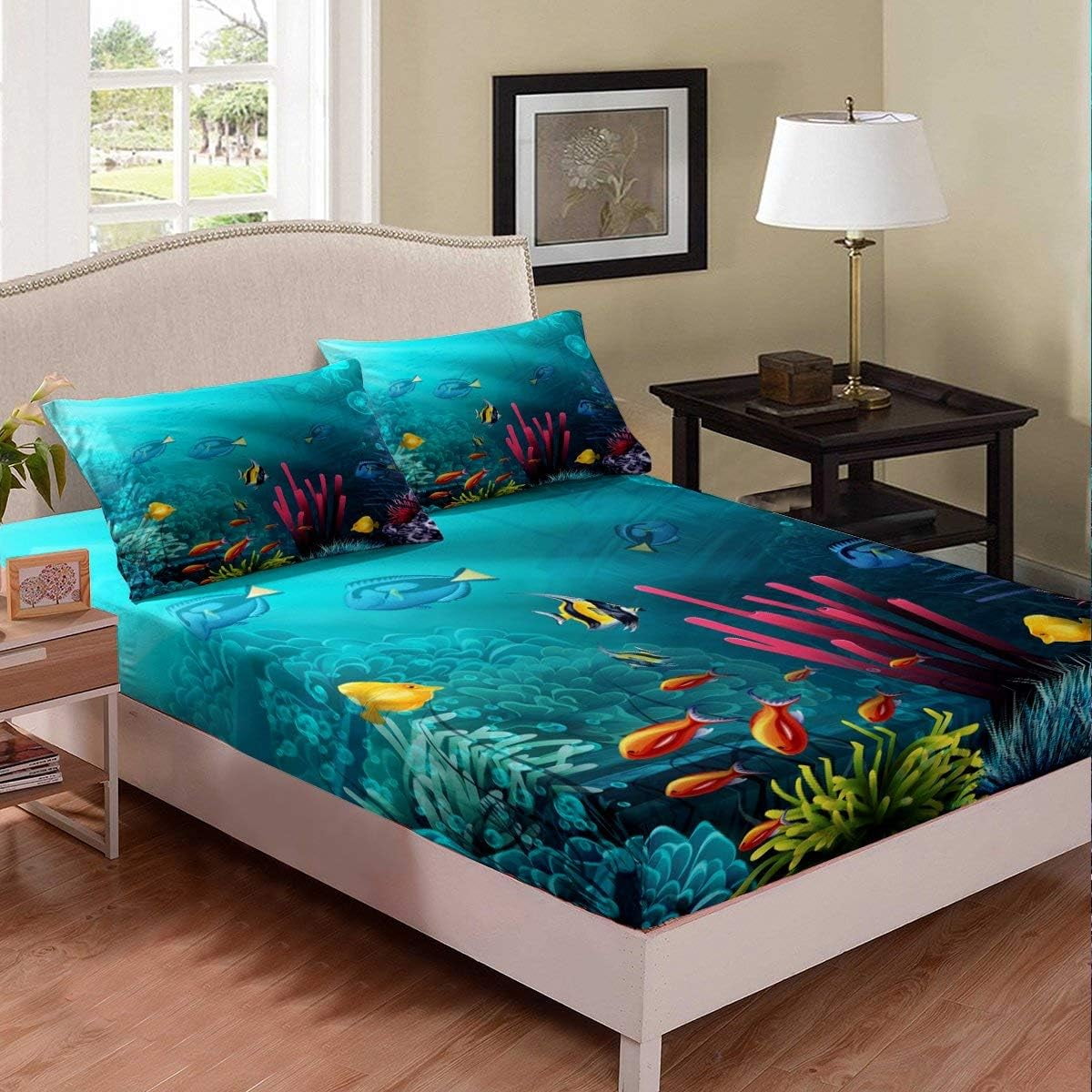 Underwater World Bedding Set 3D Sea Turtle Tropical Fish Coral Bed