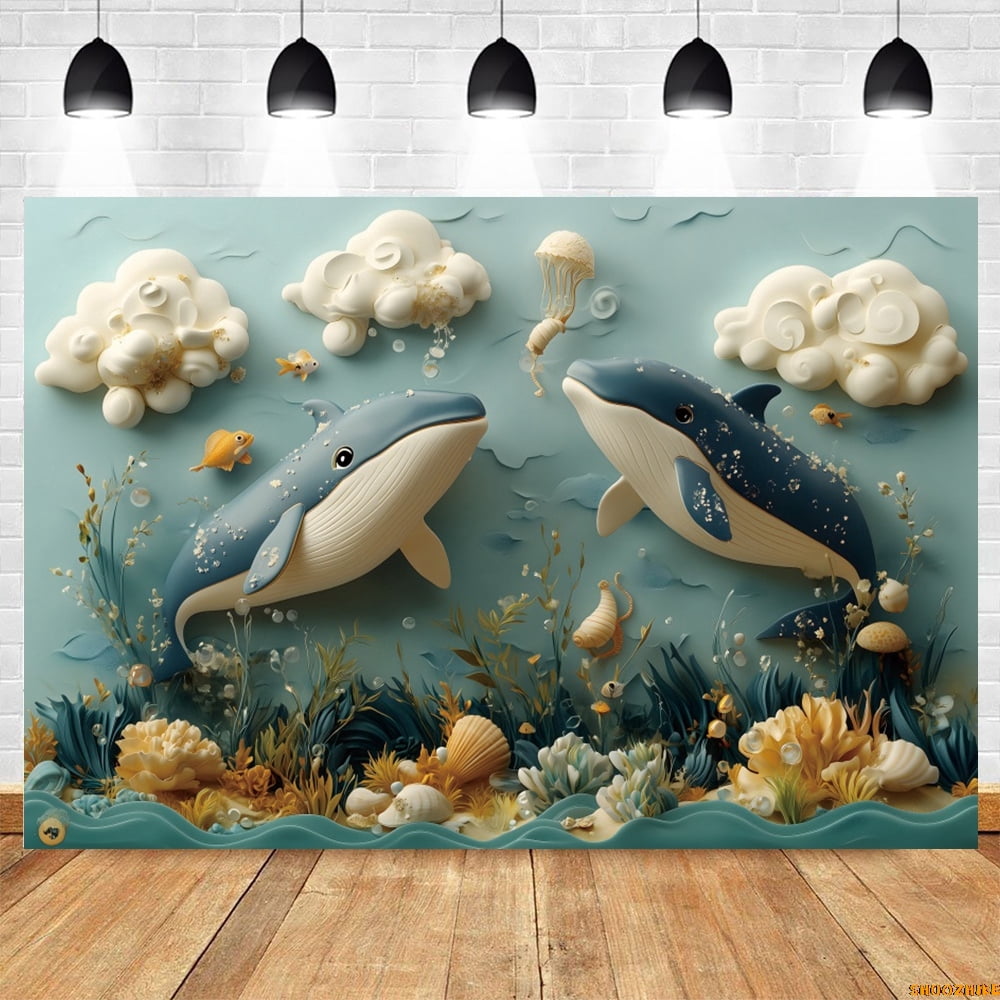 Undersea Animals Corals Round Birthday Backdrop Kit