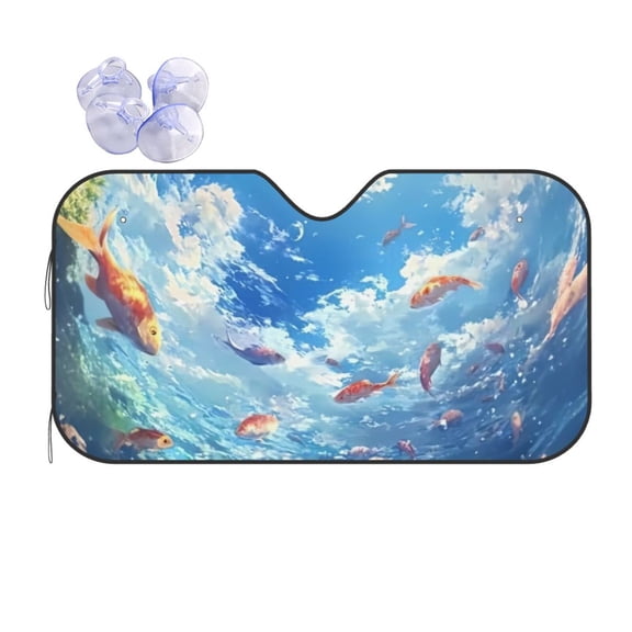 Underwater World Fish Car Windshield Sun Shade Universal Fit Auto Sun Visor Protector