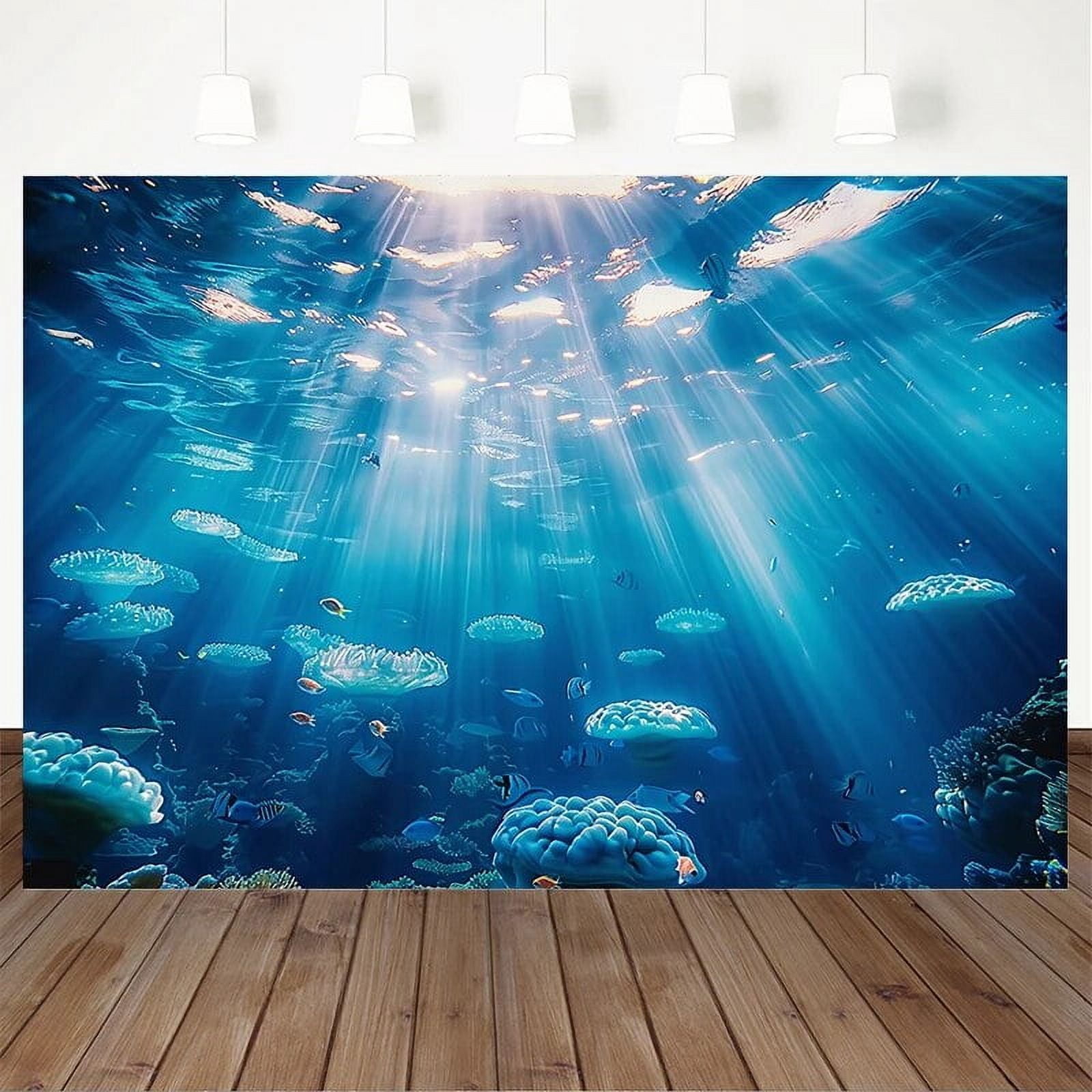 Ocean Photo Backdrop Underwater World Photography Backdrop Summer Blue Ocean Fish Coral Baby ...