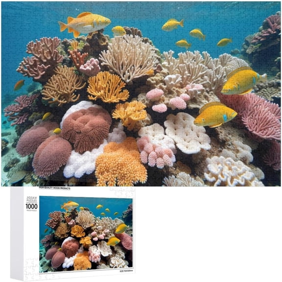 Underwater World Puzzle 1000 Pieces Jigsaw Puzzles for Adults,30"x20" Large Puzzle, Premium Jigsaw Wooden Puzzle for Family Party Holiday - Each Piece is Unique