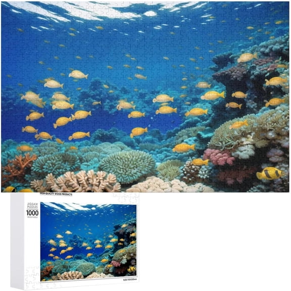 Underwater World Puzzle 1000 Pieces Jigsaw Puzzles for Adults,Medium Difficulty Fun Jigsaw Puzzles, 30"x20" Premium Jigsaw Wooden Puzzle for Family Party Holiday - Each Piece is Unique