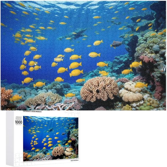 Underwater World Puzzle 1000 Pieces Jigsaw Puzzles for Adults,Medium Difficulty Fun Jigsaw Puzzles, 30"x20" Premium Jigsaw Wooden Puzzle for Men Women Women Men Family Friends