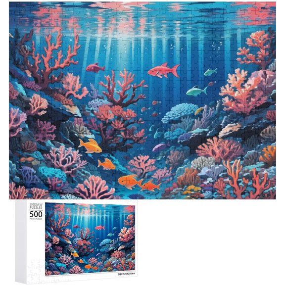 Underwater World Puzzle 500 Pieces Jigsaw Puzzles for Adults, Medium Difficulty Fun Jigsaw Puzzles,20"x15" Premium Jigsaw Wooden Puzzle for Family Party Holiday