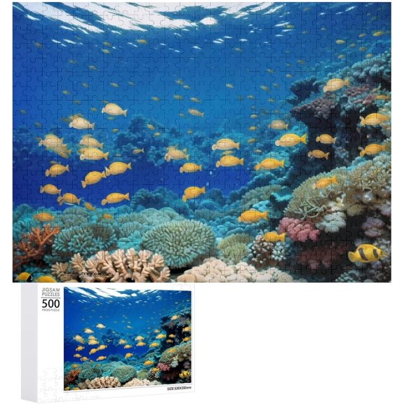 Underwater World Puzzle 500 Pieces Jigsaw Puzzles for Adults,Medium Difficulty Fun Jigsaw Puzzles, 20"x15" Premium Jigsaw Wooden Puzzle for Family Party Holiday - Each Piece is Unique