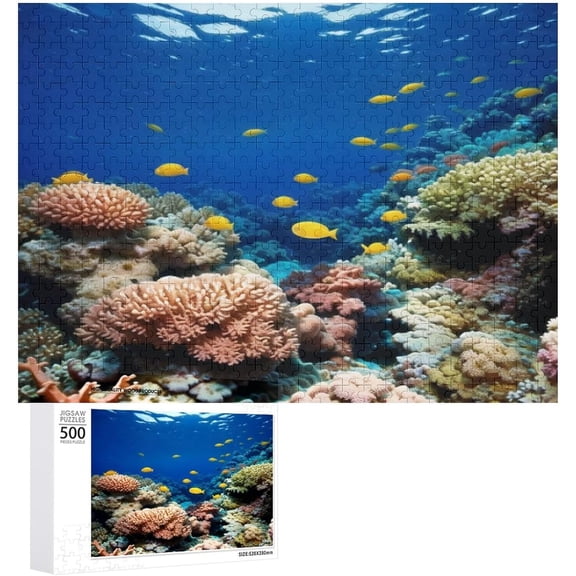 Underwater World Puzzle 500 Pieces Jigsaw Puzzles for Adults,Medium Difficulty Fun Jigsaw Puzzles, 20"x15" Premium Jigsaw Wooden Puzzle for The Holidays, Wooden Jigsaw Nature Puzzles