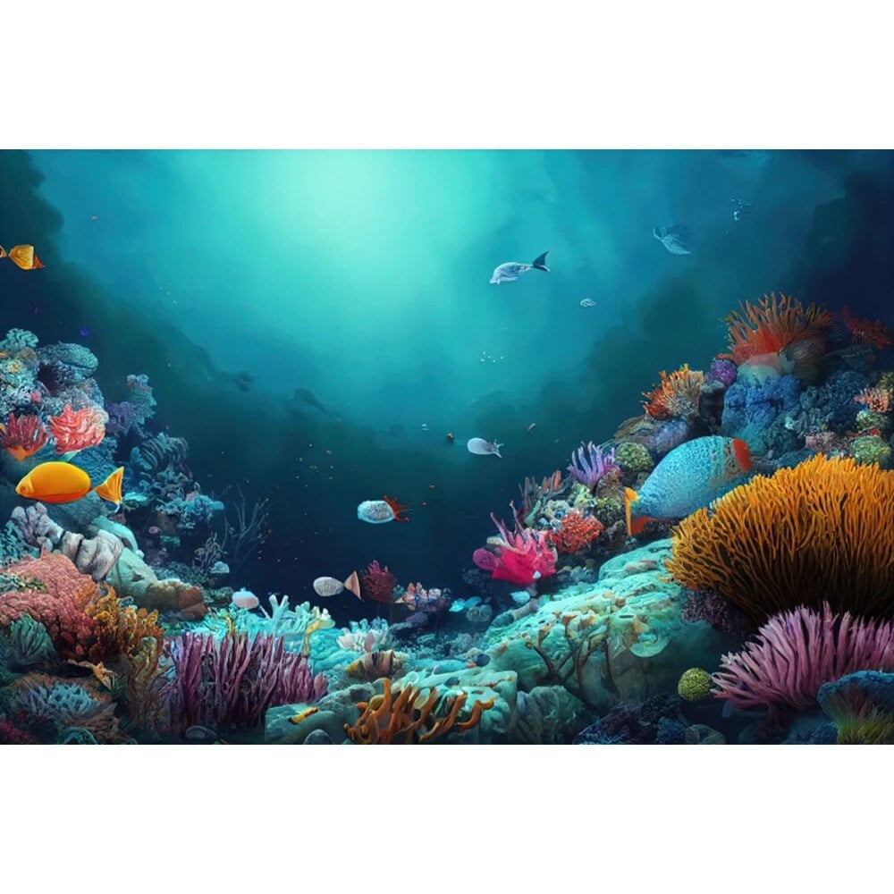 Underwater World Seabed Photography Backdrop Undersea Sunshine Fish