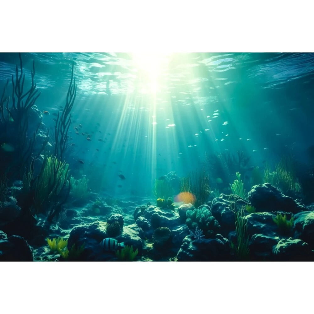 Underwater World Seabed Photography Backdrop Undersea Sunshine Fish