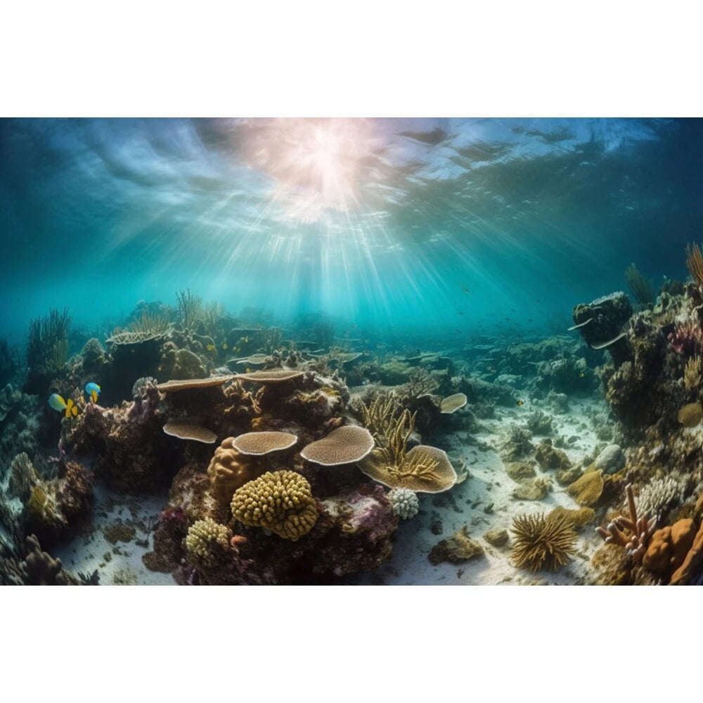 Underwater World Seabed Photography Backdrop Undersea Sunshine Fish