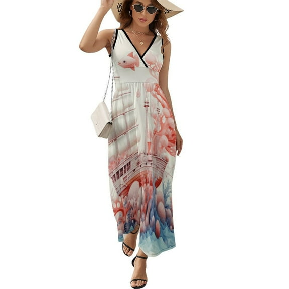 Underwater World Ship Coral Art Sleeveless Dress Women's Summer Suit Dresses for Women 2025 Luxury Party Dress