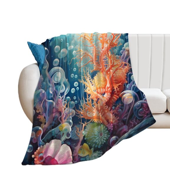 Underwater World Ship Coral Blanket Lightweight Cozy Couch Bed Super Soft And Microfiber Throws Blankets for All Seasons