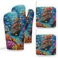 thumbnail image 1 of Underwater World Ship Coral Heat Resistant Microwave Oven Gloves Set for BBQ Baking Grilling,Baking Gifts Cooks for Women,Housewarming Gifts for New Home, 1 of 6