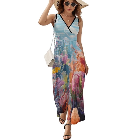 Underwater World Ship Coral King Size Sleeveless Dress Dresses Summer Women Dresses Clothing Woman Dresses Dress