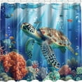 Underwater World Turtle Coral Reef Shower Curtain Bathroom Decor Fish