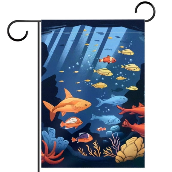 Underwater World Welcome Garden Flags, 12 x 18 Inch Double Sided Outdoor Yard Flags Waterproof For Home Outside Patio Lawn Porch