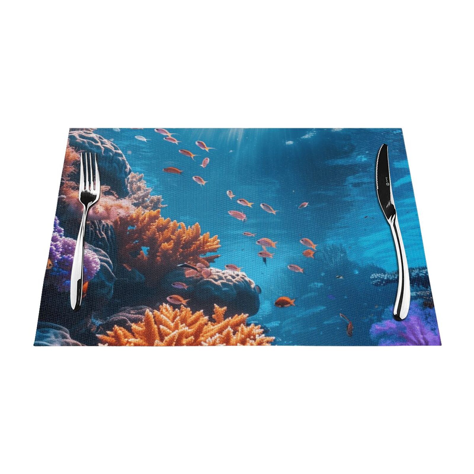 Underwater closeup PVC meal mat, dining table mat PVC washable woven