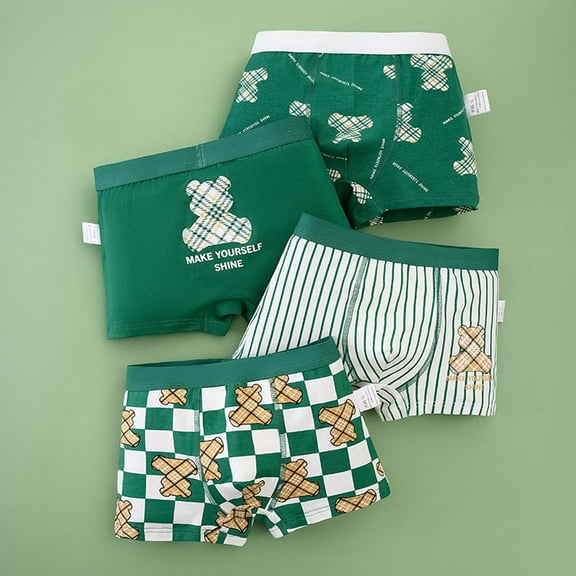 Underwear Boys Toddler Baby Boys Breathable Lightweight Underwear Cartoon Print Stretchable Fabric Cotton Boxer Briefs Toddler Boxer Briefs Green 11 Years-12 Years