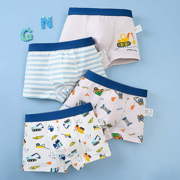 Underwear for Boys Toddler Baby Boys Breathable Lightweight Underwear Cartoon Print Stretchable Fabric Cotton Boxer Briefs Toddler Boxer Briefs White 8 Years-9 Years