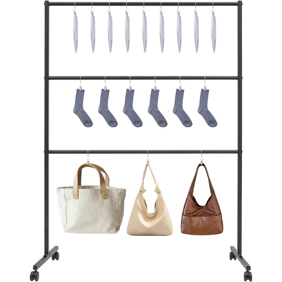 Underwear Display Stand,3 Tier Freestanding Storage Rack with Wheels,Metals Underwear Display Stand,Retail Display Clothes Rod for Bras,Underwear,Shorts,Socks,Hats