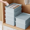 thumbnail image 1 of Underwear Drawer Organizer Box - Lidded Compartment Divider Sock Panty Storage Closet Shelf Organizer Space Saving Utility Container(Blue), 1 of 9