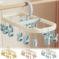 thumbnail image 1 of Underwear Drying Rack, Rustproof Clothes Hanger Washing Line Windproof Hanging for Socks Underwear Magic Space Saving Hangers with 14 Clips,Blue, 1 of 8