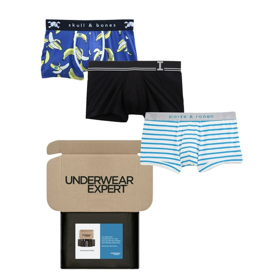 Underwear Expert Men's Trunks Curated Mystery Box, 3 Pairs