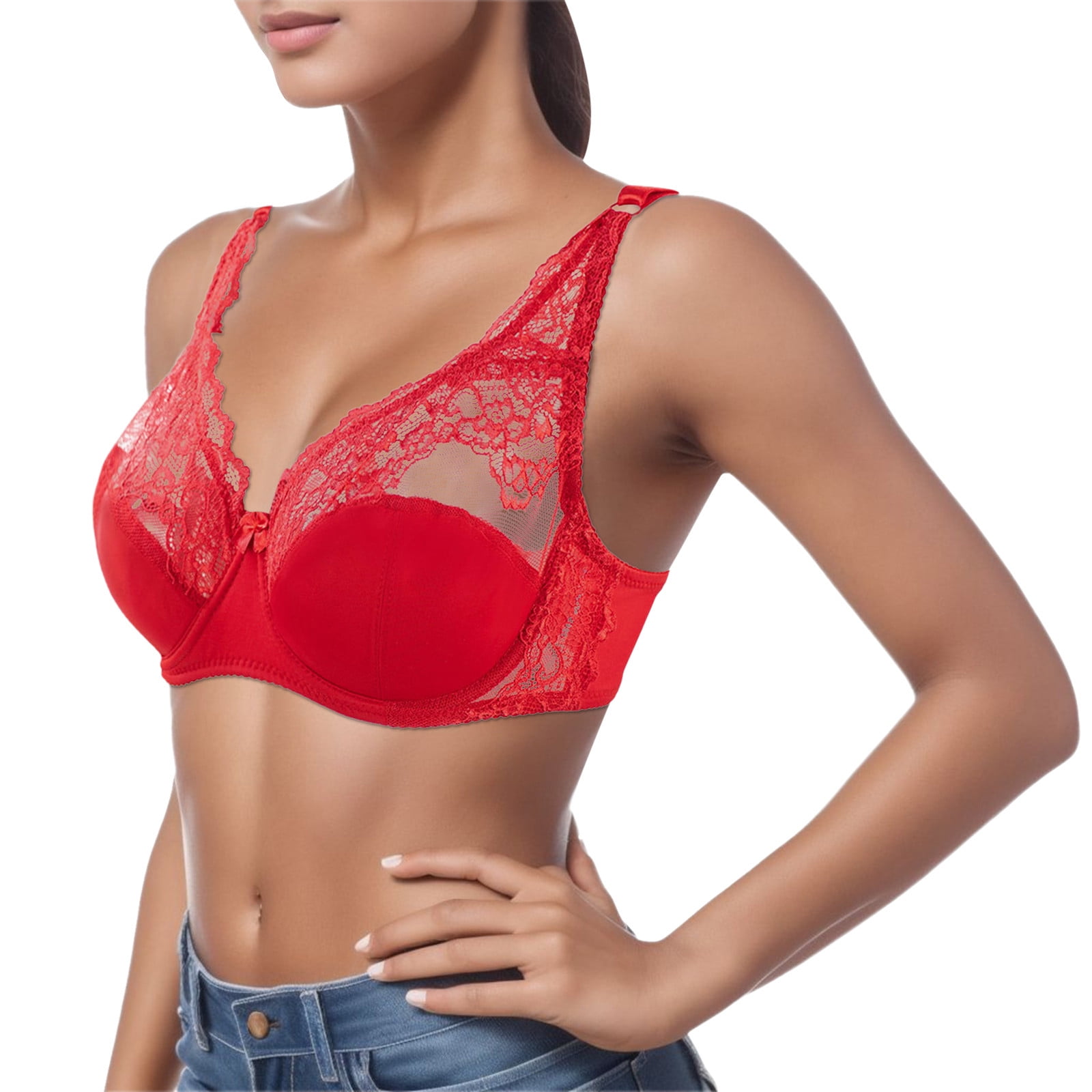Underwear For Girl Lace Underwear Large Size Thin Cup Adjustable Big Chest  Small Bras 