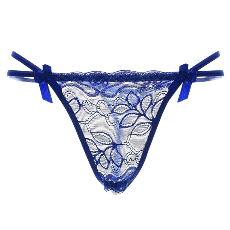 Underwear For Women Lace Cutout Lace Thong Pearl Panties,6 Pack