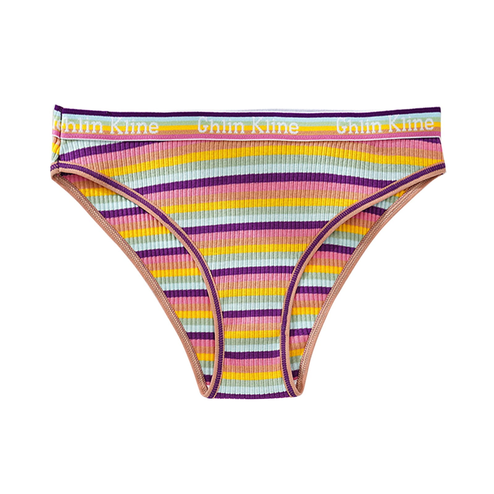 Underwear For Women Plus Size Casual Breathable Comfortable Rainbow High  Waist Rainbow Printed Panties,6 Pack