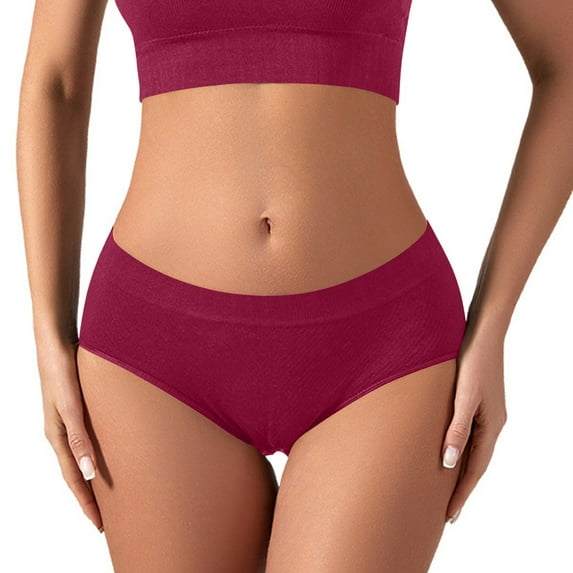 Underwear For Women Solid Color Mid Waisted Seamless For Women Underwear Sexy Panties High Cut Underwear Bikini Panties
