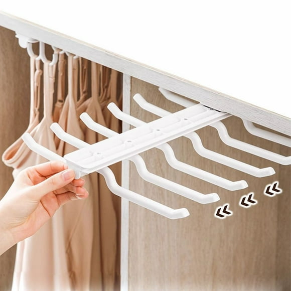 Underwear Hanger Organizer | Slide Pull-Out Bra Hat Hooks | Double Row Large Capacity Space Saver | ABS White Storage Rack | 15in Closet Suspender Holder | Multi-Purpose Top Hanging Drawer Shelf