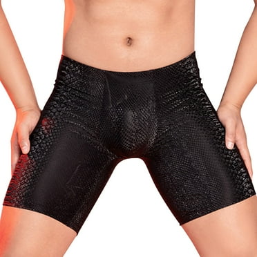 Underwear Men Mens Pants Leather Double Open Cut Underwear Color Matching Mesh Low Waisted Underwear