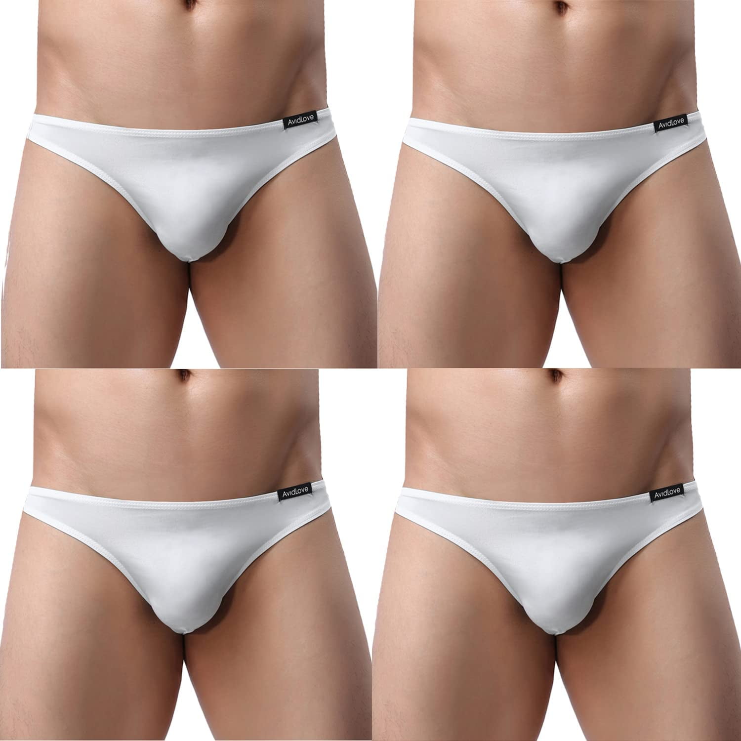 Underwear Men's 4 Pack Classic Low Rise Stretchy Hip Briefs Bikini White-4  Pack XXX-Large