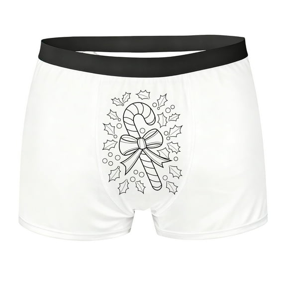 Underwear Mens Mens Candy Cane Underwear Novelty Doodle Underwear Breathable Briefs Party Boxer Briefs For Men White M