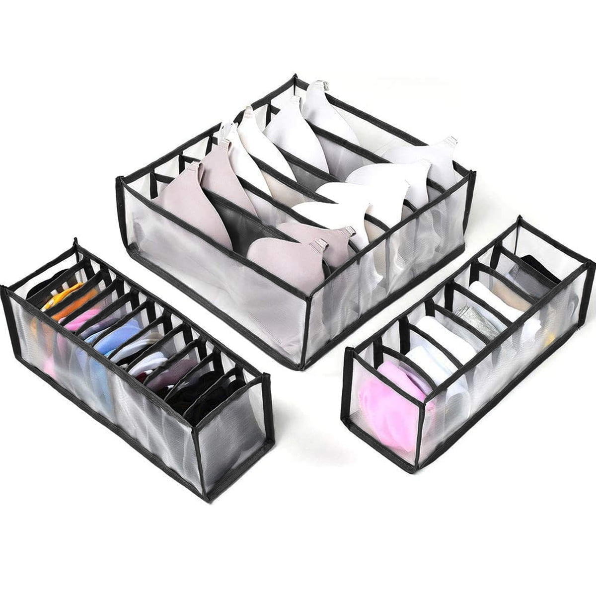 Underwear Organizer Drawer Divider,Set of 3 Includes 6+7+11 Cell