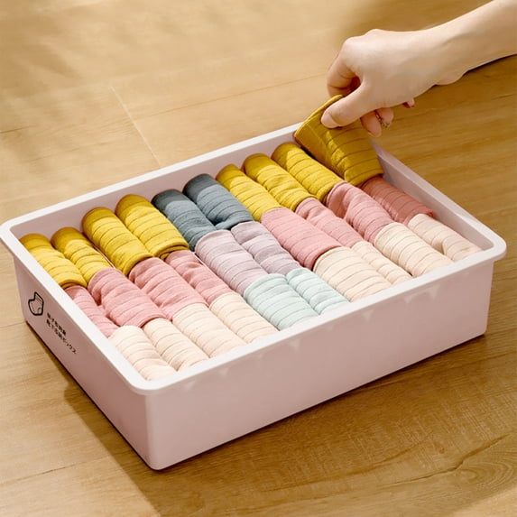 Underwear Organizer Drawer, Sock Storage Box with Lid, 8 Compartment Plastic Organizer for Socks Underwear Accessories, Space Saving Design for Bedroom Dresser Drawer Organization,Vsgery