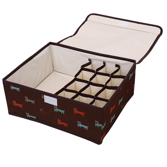 Underwear Organizer With Lid Foldable Closet Storage Boxes For Bra,Undies, Socks And Lingerie，Ideal For Wardrobe And Drawer Use-E-31×26×12cm