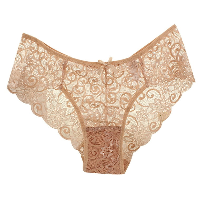 Underwear See-through Design Mid Waist Soft Lace Stretch Bikini Underwear  for Wedding Night