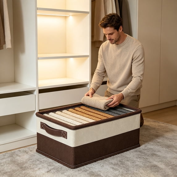 Underwear Sock Tie Storage Organizer, 35L Foldable Closet Drawer Organizer, Drawer Fabric Foldable Cabinet Closet Storage Box