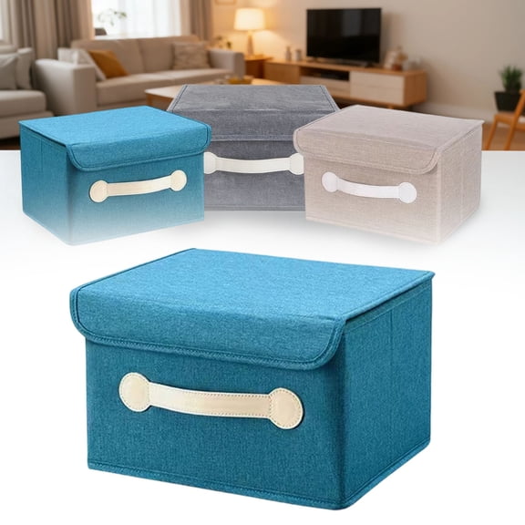 Underwear Sock Tie Storage Organizer with Lid, Foldable Closet Drawer Organizer, Collapsible Linen Storage Basket Container Storage Cube for Organizing Closets 10.4x7.87x3.3 Inch 1Pcs