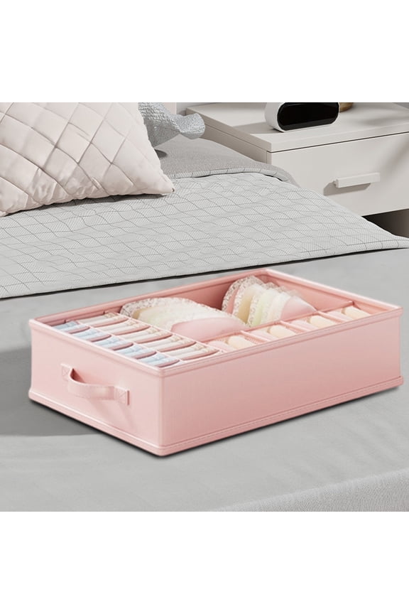 Underwear Socks Bra Organizer Storage Box with Dividers, Closet Drawer Organizer for Bedroom Wardrobe, Multi-Compartment Fabric Storage Bag for Lingerie Undergarment Accessories Organization